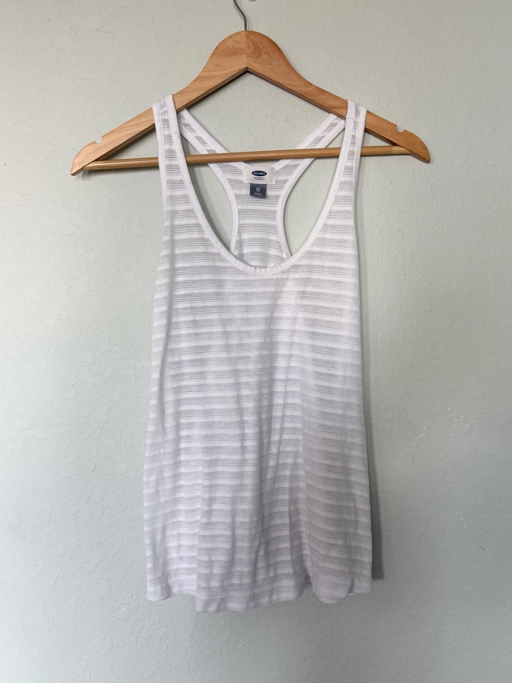 Old Navy White Striped Racerback Tank